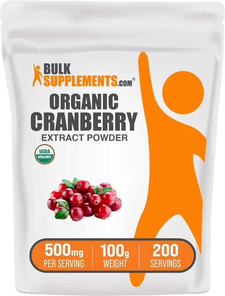 BulkSupplements.com Organik Cranberry Extract Toz - Organik Cranberry Flavoring Toz, Vaccinium Macrocarpon Meyvesinden Kaynaklandı - Vegan & Gluten Ücretsiz, 100g (3.5 oz) (Pazarlamada 500 mg (3.5 oz)