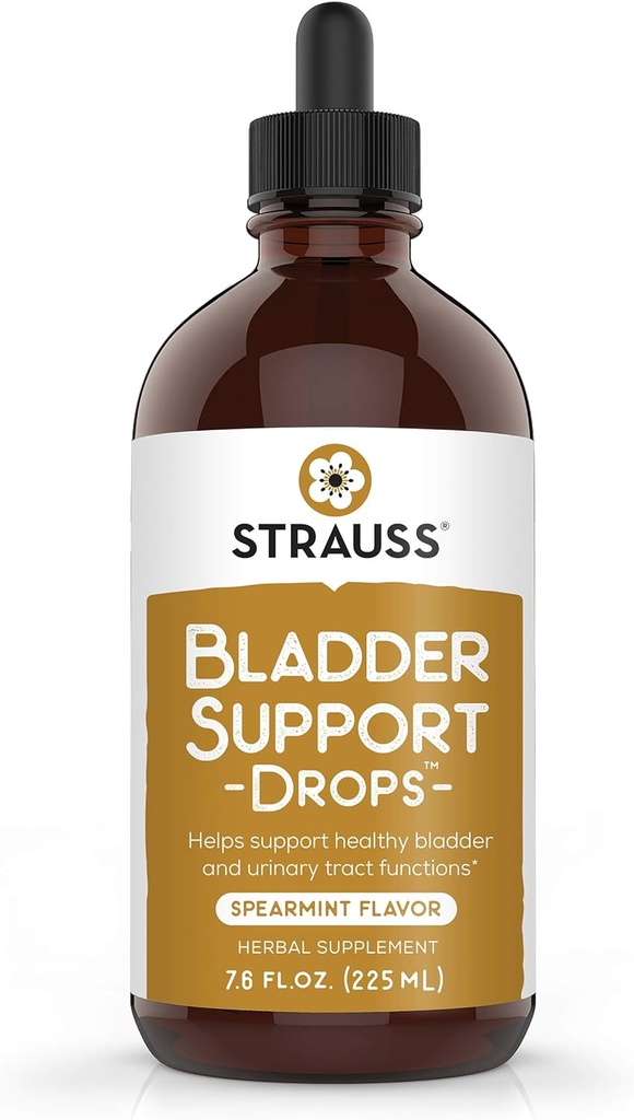Strauss Naturals Bladder Support Drops Natural Supplements for Urinary System Support, Gluten-Free, Soy-Free, and Non-GMO, 7.6 fl oz.