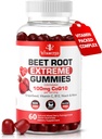 Extreme Beetroot Formula & COQ10 100mg with Grape Seed Extract, For Circulation Energy & Flow, 1500 mg Beet Root Gummies Extract Gluten Free 60