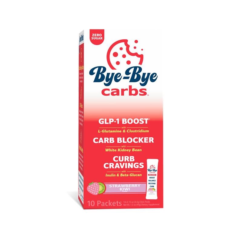 Bye-Bye Carbs - Carb Blocking Drink Mix - Fight Cravings, Feel Full Longer, & Support Digestion Sugar-Free & Keto Friendly - Strawberry Kiwiwi