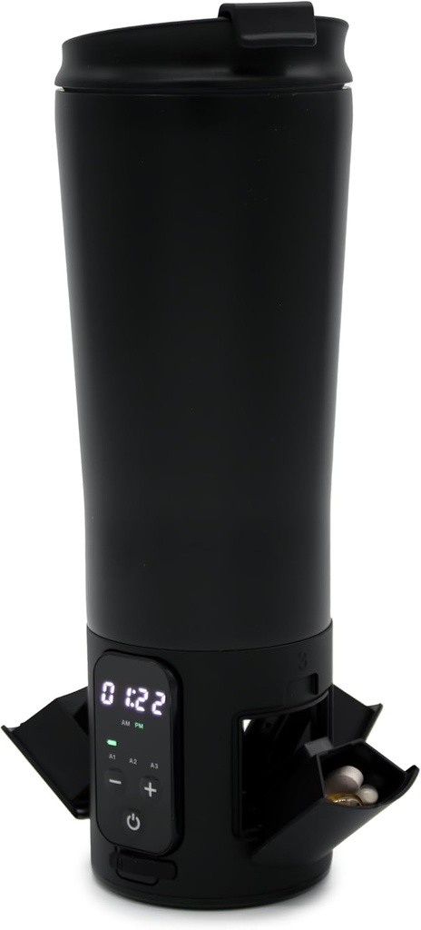 e-Pill Smart 12.5 oz paslanmaz Steel Tumbler Su Şişe Pill Organizer ve Tıp Hatırlatıcı