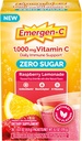 Emergen-C Zero Sugar 1000 mg Vitamin C Toz Günlük Immune Support Caffeine Free Vitamin C Supplements with çinko and Electrolytes, Raspberry Lemonade Flavor - 36 Count