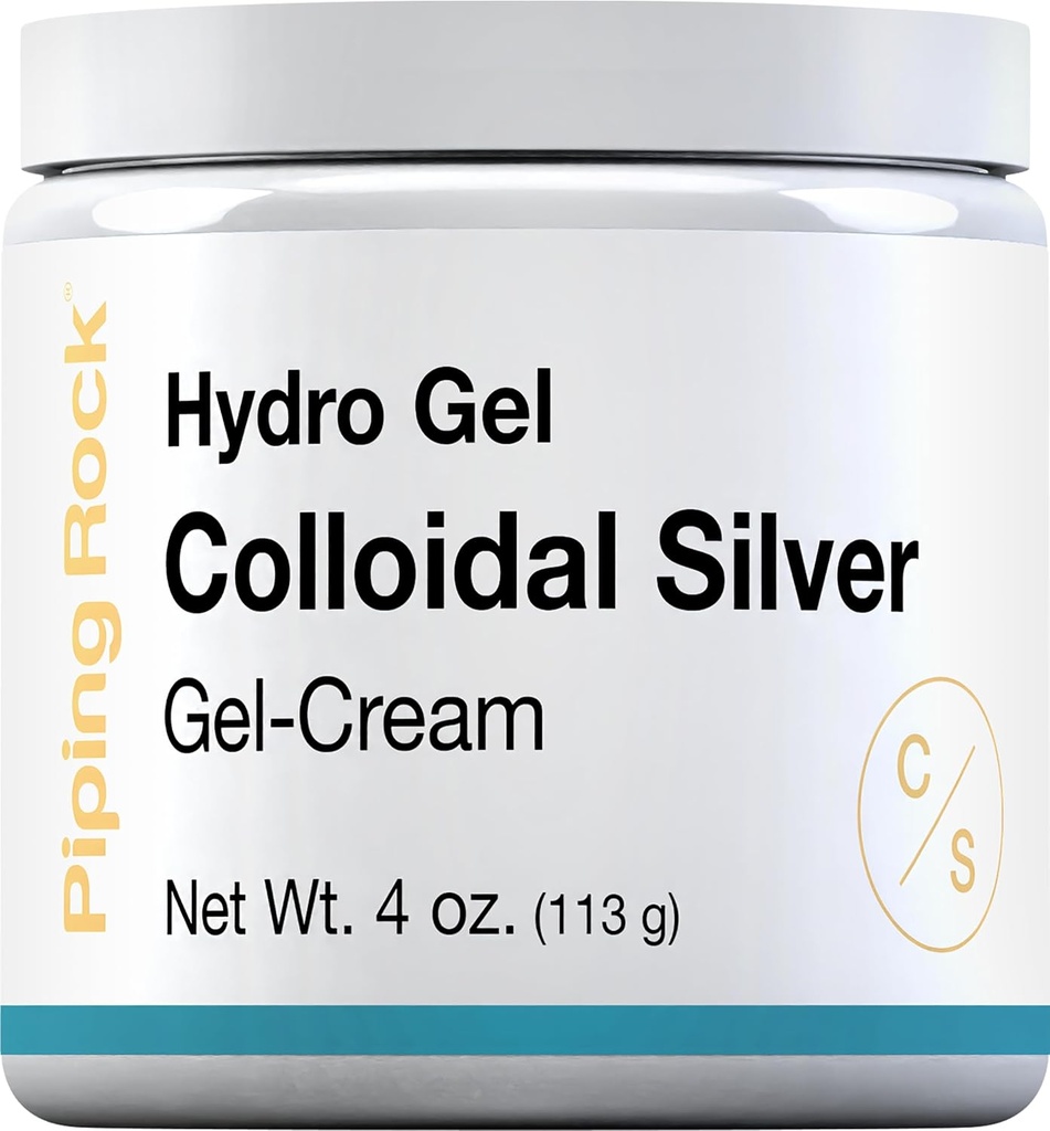 Piping Rock Colloidal Silver Cream | 4 oz | Skin | Hydro Gel Cream | GMO, Gluten Free