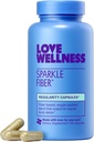 Love Wellness Sparkle Fiber | Fiber Supplement with Digestive Enzymes | Greens Superfood Toz & Psyllium Husk Toz | Kadınlar için Gut Health | Regularity & Bloating Relief | 90 Count