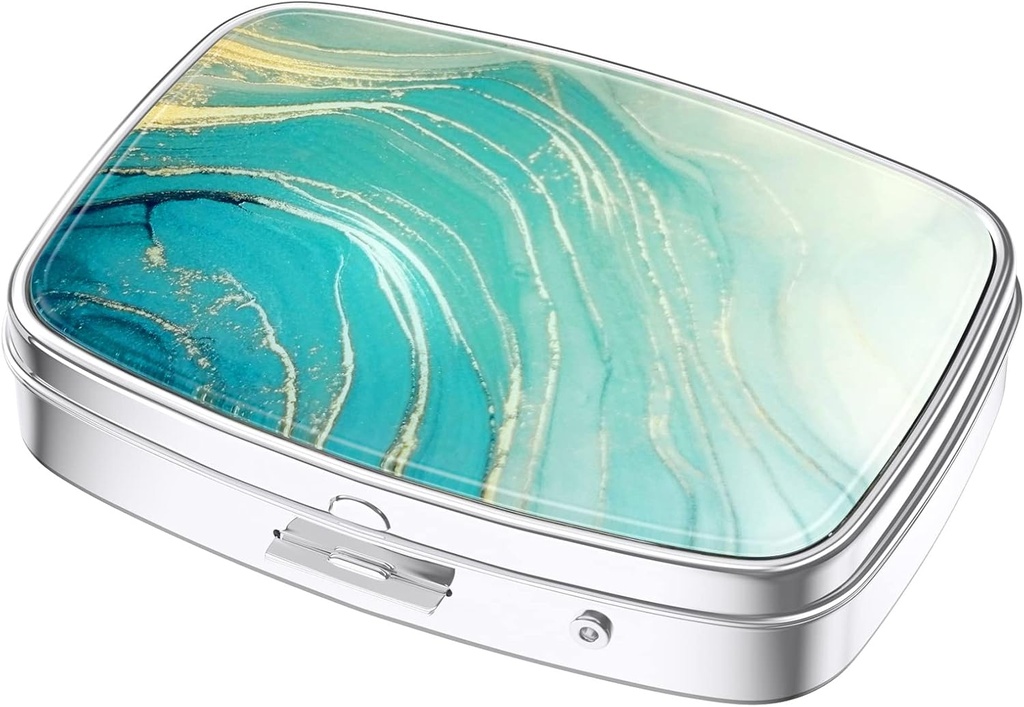 Κουτί χαπιών Nipichsha, μικρή θήκη χαπιών για το πουρμπουάρ & τσέπη, χαριτωμένο οργανωτής ταξιδιωτικής ιατρικής, φορητός κάτοχος εμπορευματοκιβωτίων ιατρικής για να κρατήσει βιταμίνες, φαρμακευτική αγωγή, ιχθυέλαιο & συμπληρώματα, Τιλ μάρμαρο