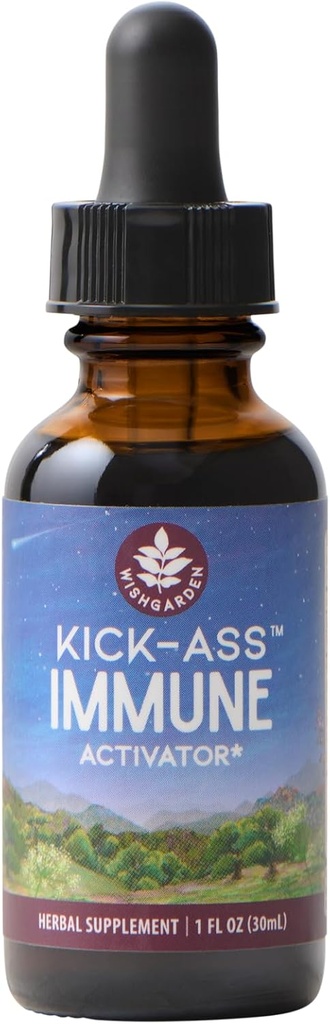 WishGarden Herbs Kick-Ass Immune Activator - συμπλήρωμα υποστήριξης για ενήλικες, φυτικής βάσης ανοσοενισχυτής & ανοσοασπιστική άμυνα w/Echinacea & Goldenseal, Rapid Immunity Boost Formula, 1oz