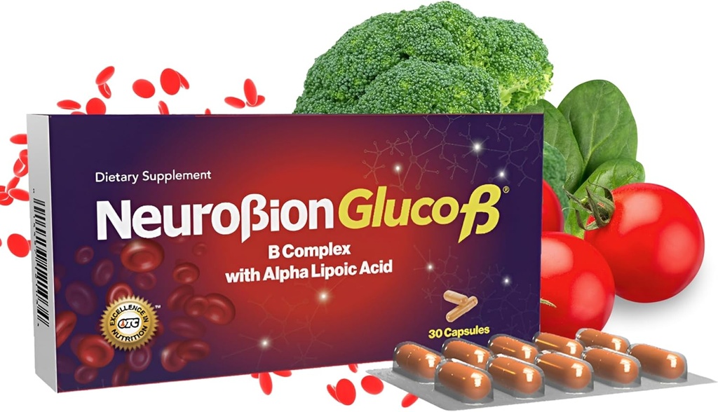 Nörobion Gluco B con Acido Alfa Lipoico Diyetsel Supplement B Kompleksi, Complejo B 30 Capsule
