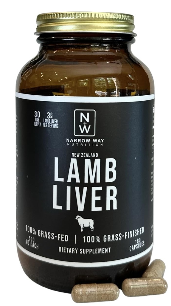 Lamb Liver Regeneratively Μεγαλωμένο στη Νέα Ζηλανδία (180 κάψουλες), 100% Grass-Fed & 100% Grass-Finished, 30 ημέρες προσφοράς στις 6 κάψουλες καθημερινά (Kosher Bovine Gelatin κάψουλες)