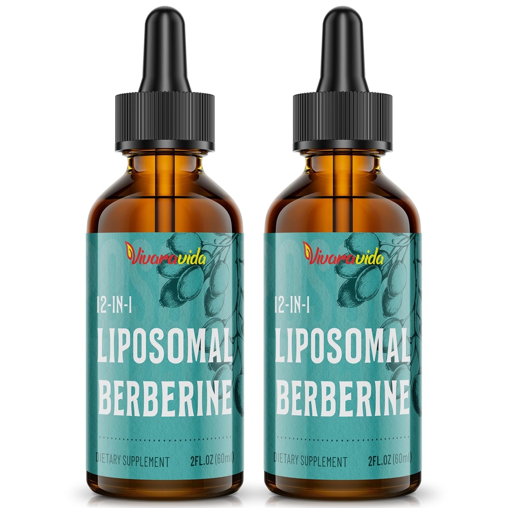 Berberine HCl Supplement 3000 mg - Liposomal Berberine HCl Sıvı - Turmeric, Ceylon Cinnamon, 12 Doğal Malzemeler - 4 fl ozz