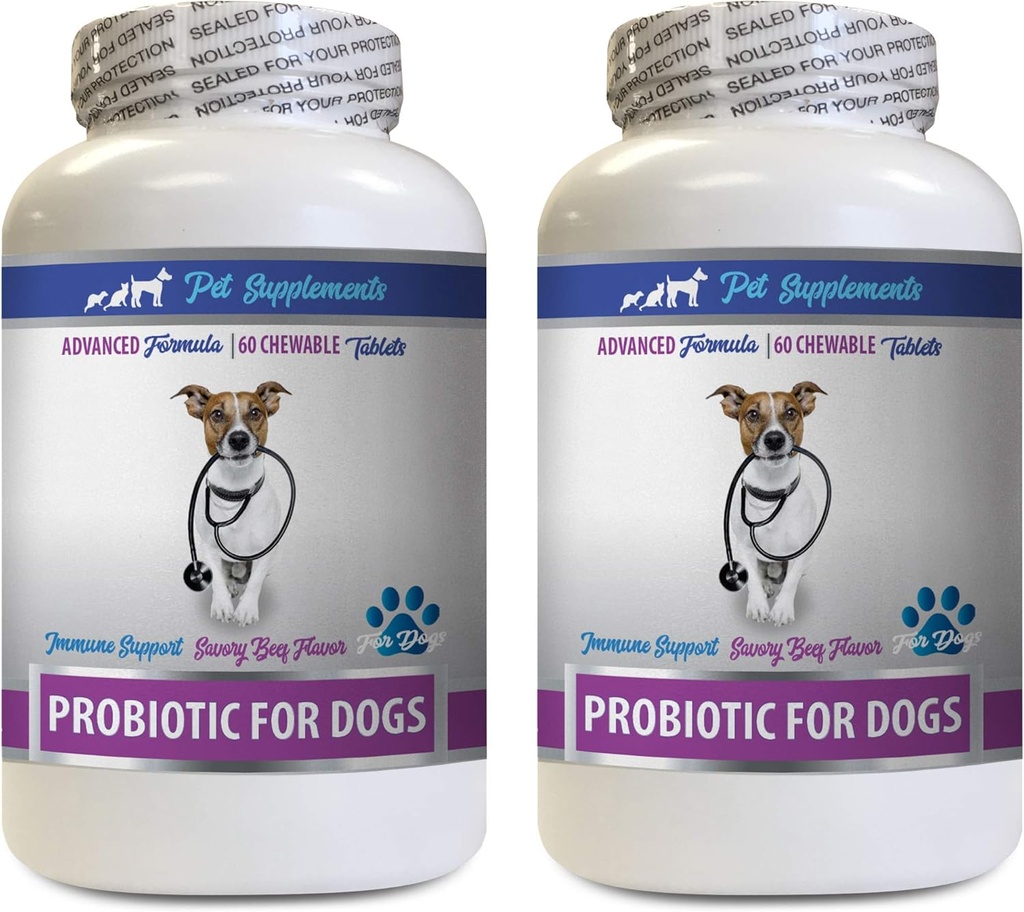 Köpek Gut Restorasyonu - Köpekler için PROBIOTICS - Sağlıklı Gut - Gaz Diarrhea ve Bad Breath - Digestive Boost - Dog probiyotiks enzimler - 2 Şişeler (120 Tedaviler)