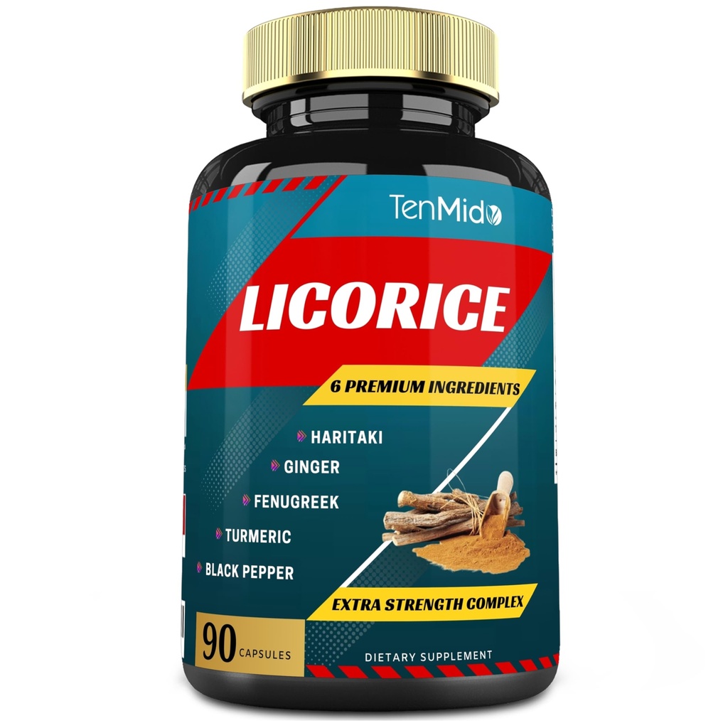Turmeric, Ginger, Fenugreek, Haritaki, Black Pepper - Destek Digestion Function - 90 Caps, 3 Ay Supply