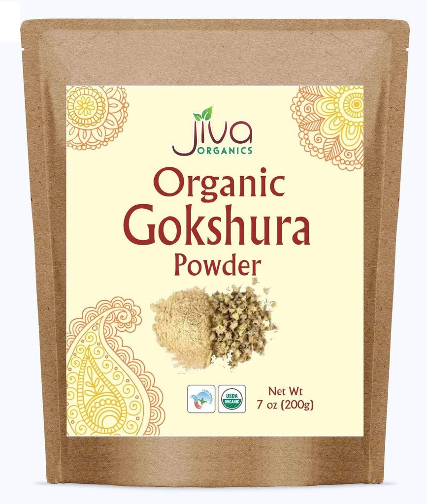 Jiva Organics Gokshura σκόνη 7 ουγγιά τσάντα - μη GMO, καθαρό, πλήρες φάσμα Tribulus - ινδική καταγωγή
