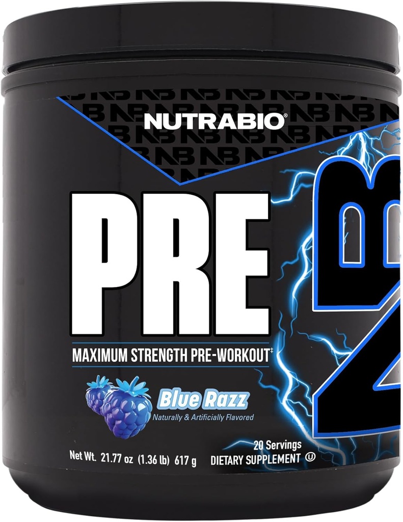 NutraBio Preworkout Toz, Blue Razz| Explosive Energy, Laser Focus, Extreme Pumps / Pre Workout for Men & Women / Performance, Endurance, Power Complex, Caffeine, Electrolytes