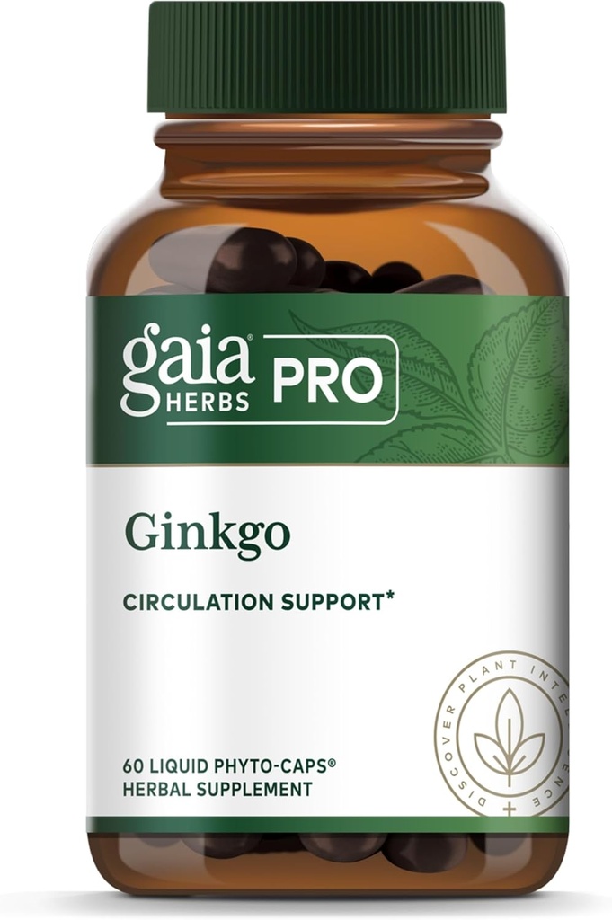 GAIA HERBS PROinkgo Ginkgo - Sağlıklı Kan Akış ve Beyin Fonksiyonlu Desteği Supplement* - Kan Circulation Support Supplement* with Ginkgo Leaf - 60 Liquid Phyto-Caps (30 hizmet)