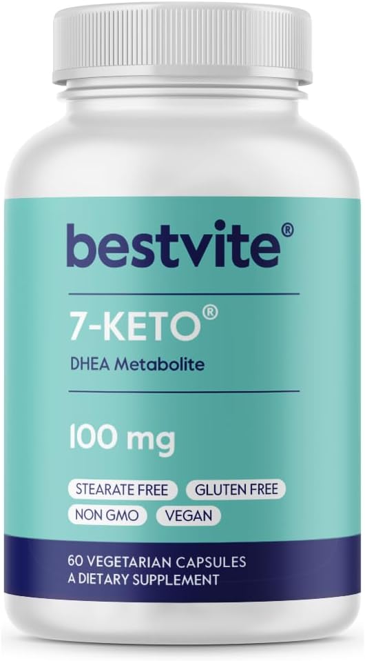 BESTVITE 7Keto 100 mg DHEA (60 Vegetarian Capsules) - No Stearates