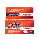 Tylenol, Ibuprofen & Acetaminophen Fast-Acting Dual Action Pain Reliever for Minor Aches & Pains, Ibuprofen (NSAID) 125 mg & Acetaminophen 250 mg, 120 ct