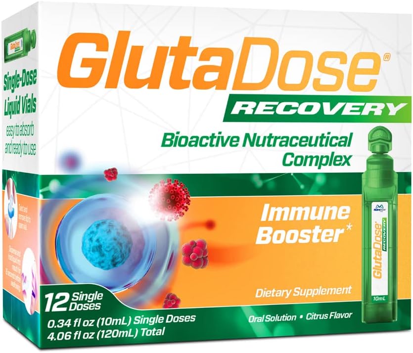 GlutaDose Recovery Immunity Supplement - Sıvı Vitaminler Çocuklar ve Yetişkinler için Destek, Cold & Flu Care Paketi (Glutathione Astragalus Echinacea Acerola) Kadınlar için Immune ATM