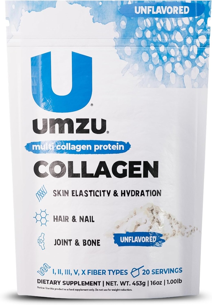 UMZU ZuCollagen Hydrolyzed protein Toz | 5 Collagen Peptide Sağlıklı Saç, Skin, Nails, Joints & Gut | Low Calorie, High Protein (20g Protein per Service | Unflavored)