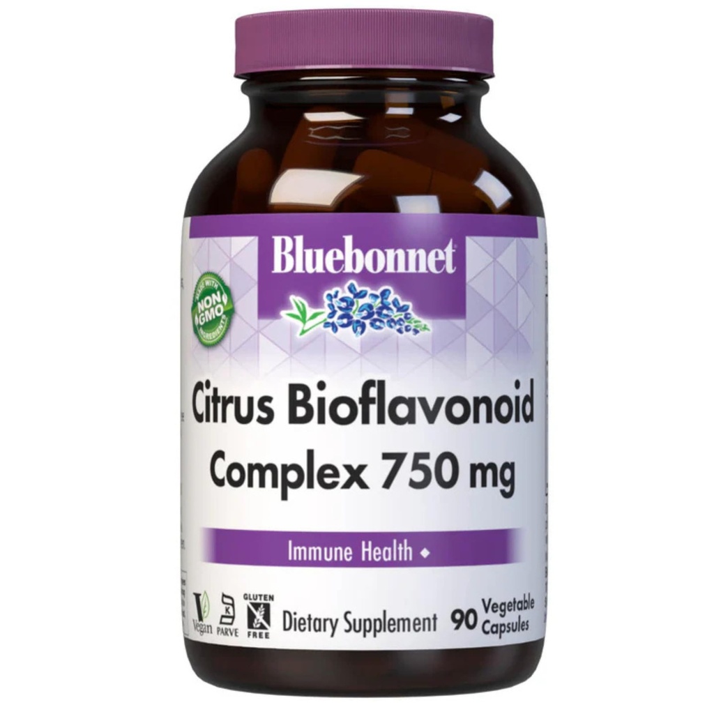 Bluebonnet Citrus Bioflavonoid Kompleksi 750 mg Immune System Support - Hesperidin Citrus Bioflavonononoyaklar - Non-GMO, Vegan, Gluten-Free - 90 Veggie Capsules