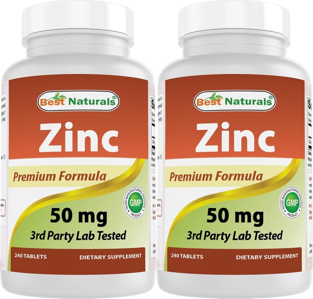 En İyi Doğallar Çinko Supplement, çinko Gluconate 50 mg 240 Tablet 2 Paket