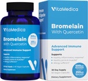 VitaMedica Bromelain & Quercetin συμπλήρωμα - 500mg Bromelain 250mg Quercetin - 2400 GDU για την ανοσία, κοινή υποστήριξη, φλεγμονή και την αποκατάσταση των μυών - 60 κάψουλες Vegan - 30 Υπηρεσίες