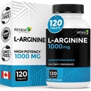 Renew Actives L-Arginine Supplement 1000MG for Serving - Δύναμη & Αντοχή, Απαραίτητη για τη σύνθεση πρωτεϊνών & τη λειτουργία μυών, Αναμνηστική Φυσικής Απόδοσης - Made in Canada - 120 Tablets