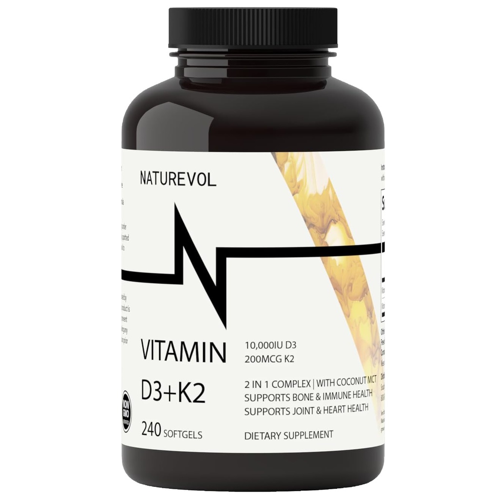 Βιταμίνη D3 + K2 με λάδι καρύδας - D3 10.000 IU & K2 (MK-7) 200 mcg 