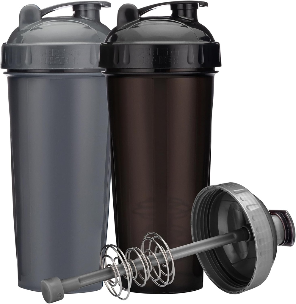 [2-Pack] 28-Ounce Shaker Şişe | Protein Shaker Şişe Action-Rod Wired | Shaker Cups, Madonna Free ve Dishwasher Güvenli | Black & Gray