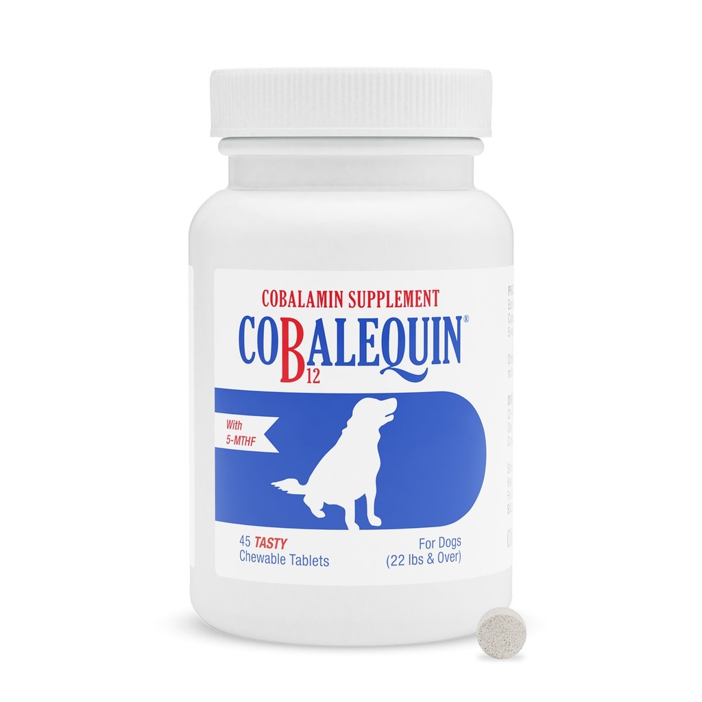Nutramax Laboratories Cobalequin B12 Supplement for Medium to Large Dogs, 45 Chewable Tabletler, Hydrolyzed Chicken, 2.08 ounces