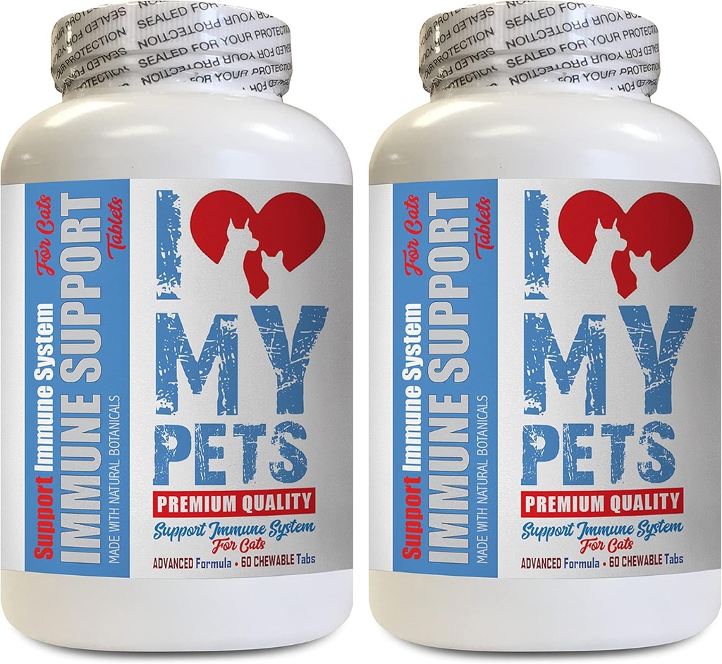 My PETS LLC kedi Immune System Support - CAT Immune Support - Branson - Sağlıklı Supplement - Cats için Antivirüs Yardımı - 120 Tedaviler (2 Şişeler)