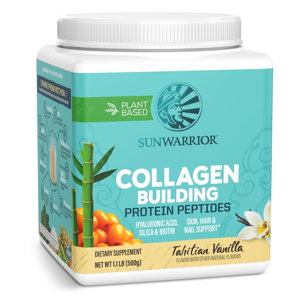 Vegan Collagen protein Toz Plant tabanlı | Hyaluronic Acid Minerals Biotin Soy Free Dairy Free Gluten Free NON-GMO | Vanilla 20 Servisler | Kolajn Binası Sun by Sunwarrioror