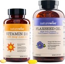 NatureWise Vitamin D3 5000iu (125 mcg) 1 έτος προσφοράς για υγιή μυϊκή λειτουργία, και ανοσοποιητική υποστήριξη Βιολογικό έλαιο flaxseed Max 720mg ALA 