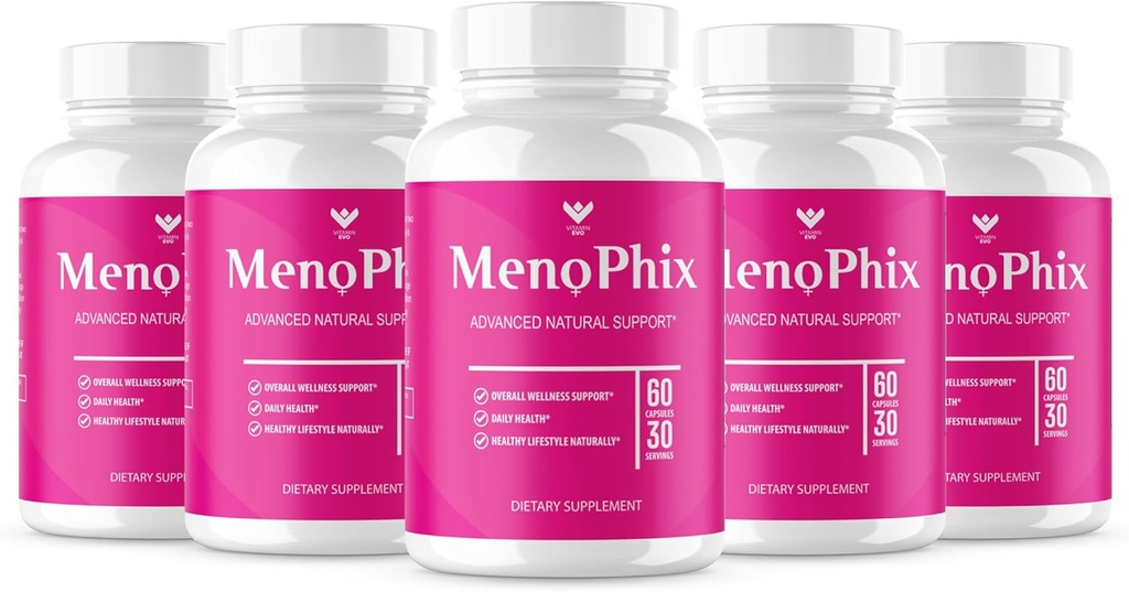 (5 PACK) MenoPhix Menopause Natural Support Capsules - Meno Phix Supplement, Meno Phix Menopause, MenoPhix Supplements for Women Natural Support, MenoPhix Reviews (300 Capsules) 5 Month Supply
