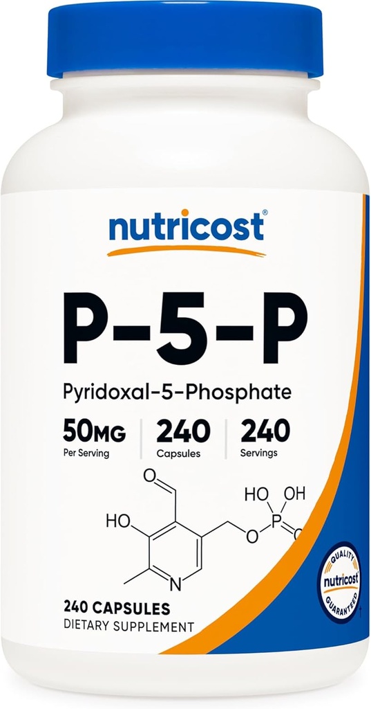 Nutricost P5 Vitamin B6 Supplement 50mg, 240 Capsules (Pyridoxal-5-Phosphate) - Vegetarian Friendly, Non-GMO, Gluten Free