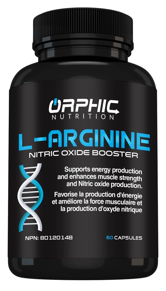 ORPHIC NUTRITION L Arginine Supplement for Men 1000mg+ - 60 Κάψουλες - L Citrulline και Nitric Oxide Supplement to Support Muscle Health, Exercise Endurance, Vascularity, Heart Health, Energy Levels*