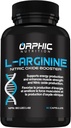 ORPHIC NUTRITION L Arginine Supplement for Men 1000 mg+ - 60 Capsules - L Citrulline and Nitrik Oksit Supplement to Support Muscle Health, Egzersiz Endurance, Vascularity, Heart Health, Energy Levels*