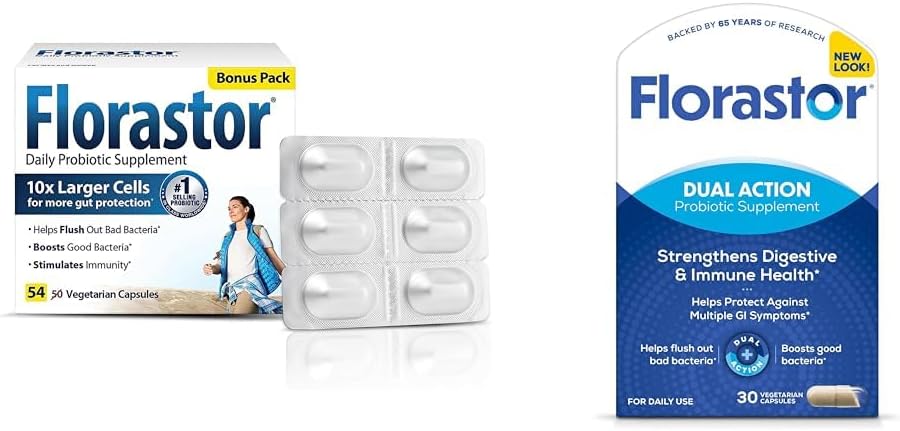 Florastor Probiyotiks Digestive & Immune Health Sche with 54 & 30 Capsules, Probiyotiks for Women & Men, Helps Flush Out Bad Bakteri & Boosts Good with Saccharomyces Boulardii CNCM I-745 Strain