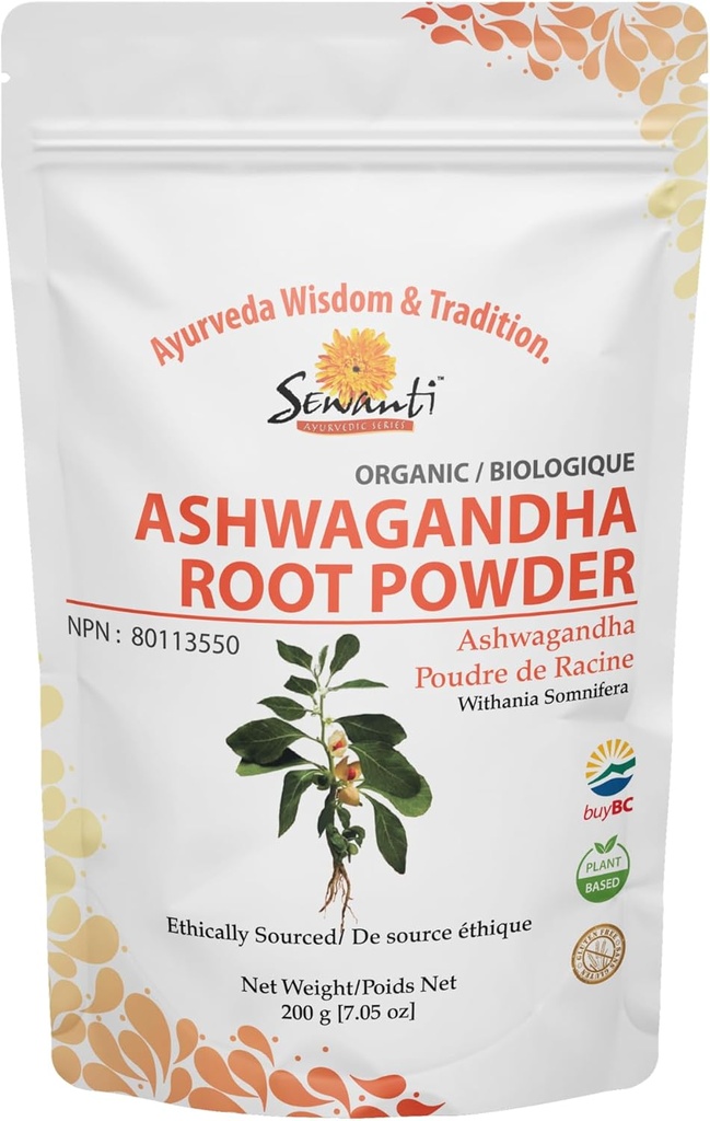 Sewanti Organic Ashwagandha Powder 200g/ NPN 80113550/ Withania Somnifera
