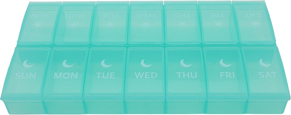 7 Günlük Pill AM PM Organizer, ShysTech Büyük Pill Case Pill Box 2 Time A Day for Pills/Medication /Supplements /Vitamin (Green)