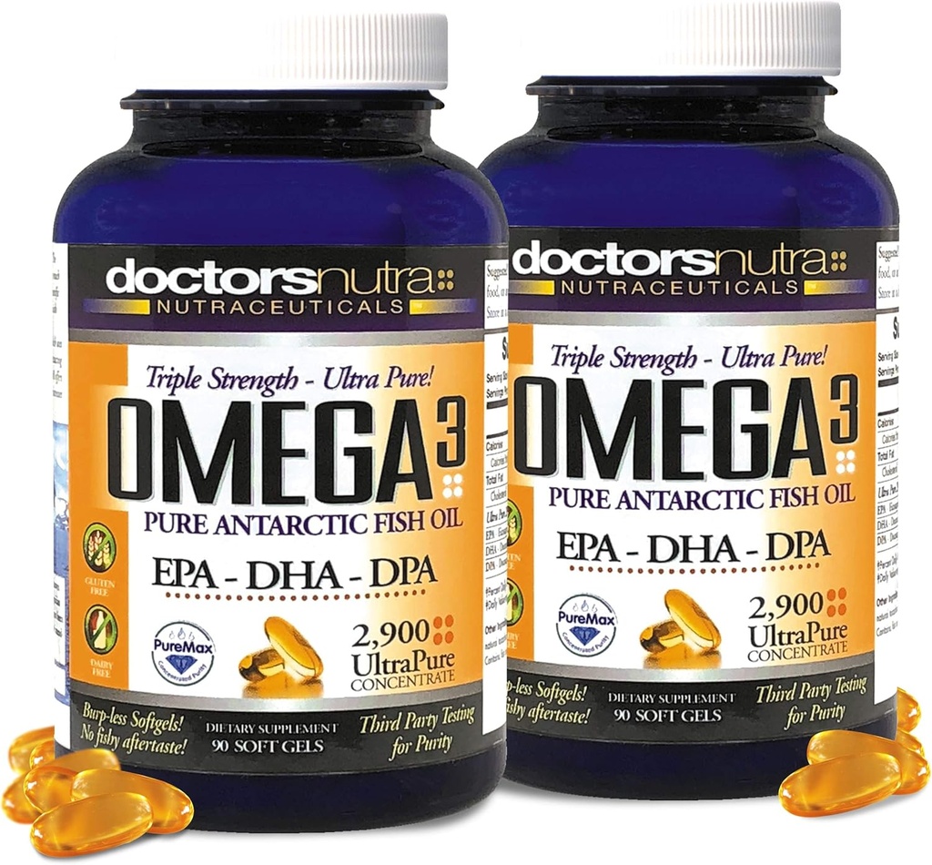 (Pack of 2) Wild Omega 3 Fish Oil DPA Supplement 2,900 Milligramlar, EPA-DPA-DHA, SoftGels
