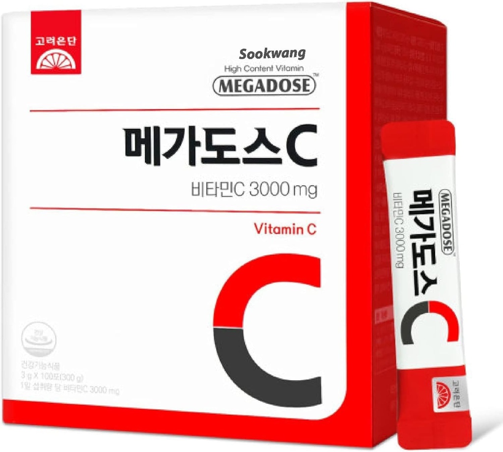 Kore MEGADOSE Vitamin C Toz 3000 mg | Toz Tipi | 100s | High Content 3g*100 Sticks (Top 300g)