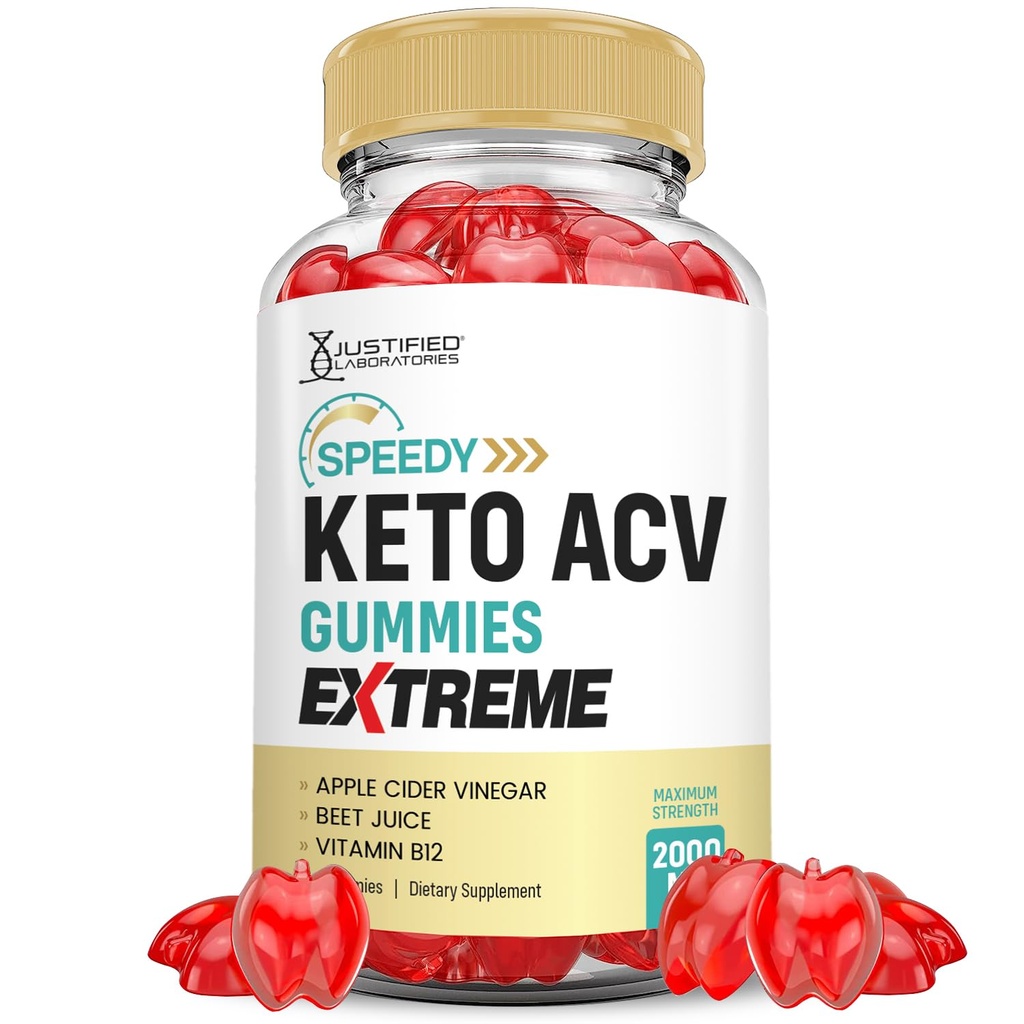 Justified Laboratories Speedy Keto ACV Gummies Extreme 2000MG Speedy Keto Gummies Advanced Formula Apple Cider Vinegar with Pomegranate Beet Juice B12 Vegan Non GMO 60 Gummys
