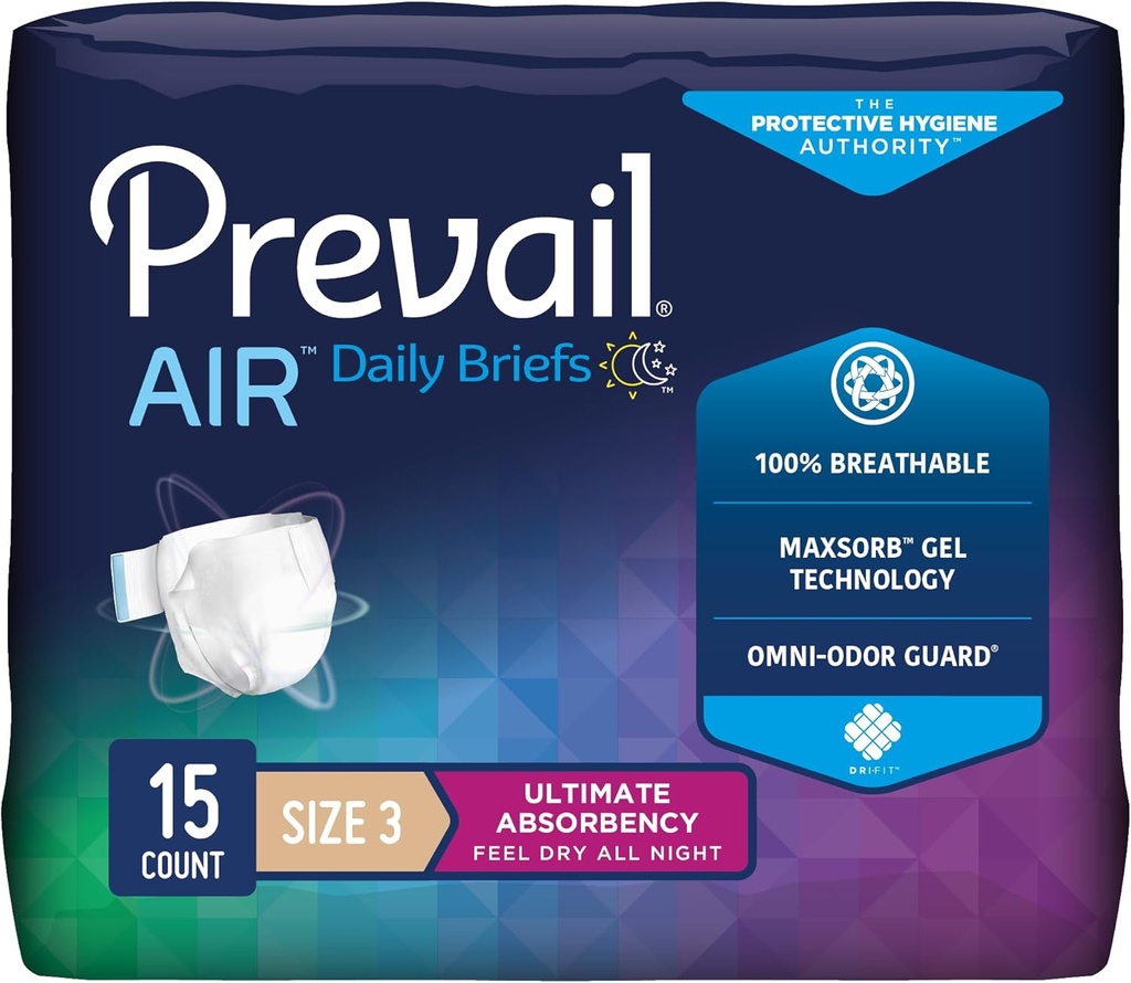 Prevail Breezers 360 Incontinence Briefs, Ultimate Absorbency, Boyut 3, 15 Kont (Görünen 5)