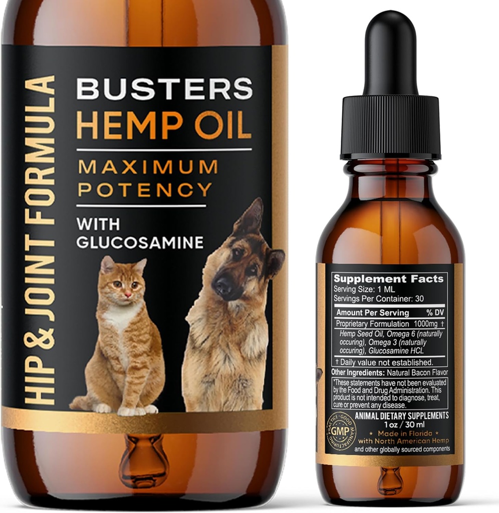 Busters Hip ve Ortak Hemp Oil Formula, Glucosamine, Köpekler ve Evcil hayvanlar için Ağrı Yardımı, Arthritis ve Advanced Mobility Support