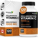 RENEW ACTIVES Rezerve başına maksimum Güçlü Vitamin C 1000MG - Genel Sağlık, Kemikler, Dişler ve Gums – Non-GMO, Sugar-Free, 4-Month Supply – Made in Canada – 120 Capsules