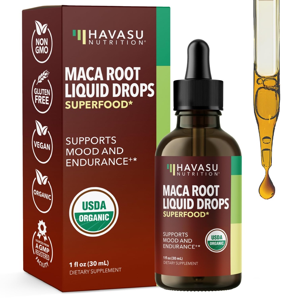 Organik Maca Root Liquid Drops - Destekler Hormon Dengesi, Mood ve Kadınlar ve Erkeklerde Enerji - Lepidium Meyenii Performans ve Yaşama Destek - Non-GMO, Vegan, Unflavored - 60 Hizmetler