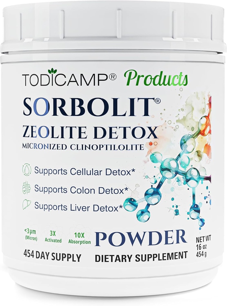 Sorbolit Zeolite Detox Toz - 1 lb Clinoptilolite Zeolit Toz Sorbolit- 1-2 μm for Cellular Detox - 454 Days Supply