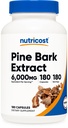 Nutricost Pine Bark Extract 6000mg Ισοδύναμο (από 300mg του 20:1 Extract), 180 κάψουλες, Standardized to Contain 95% Proanthocyanidins - Χορτοφαγικά, Μη ΓΤΟ και Χωρίς Γλουτένη