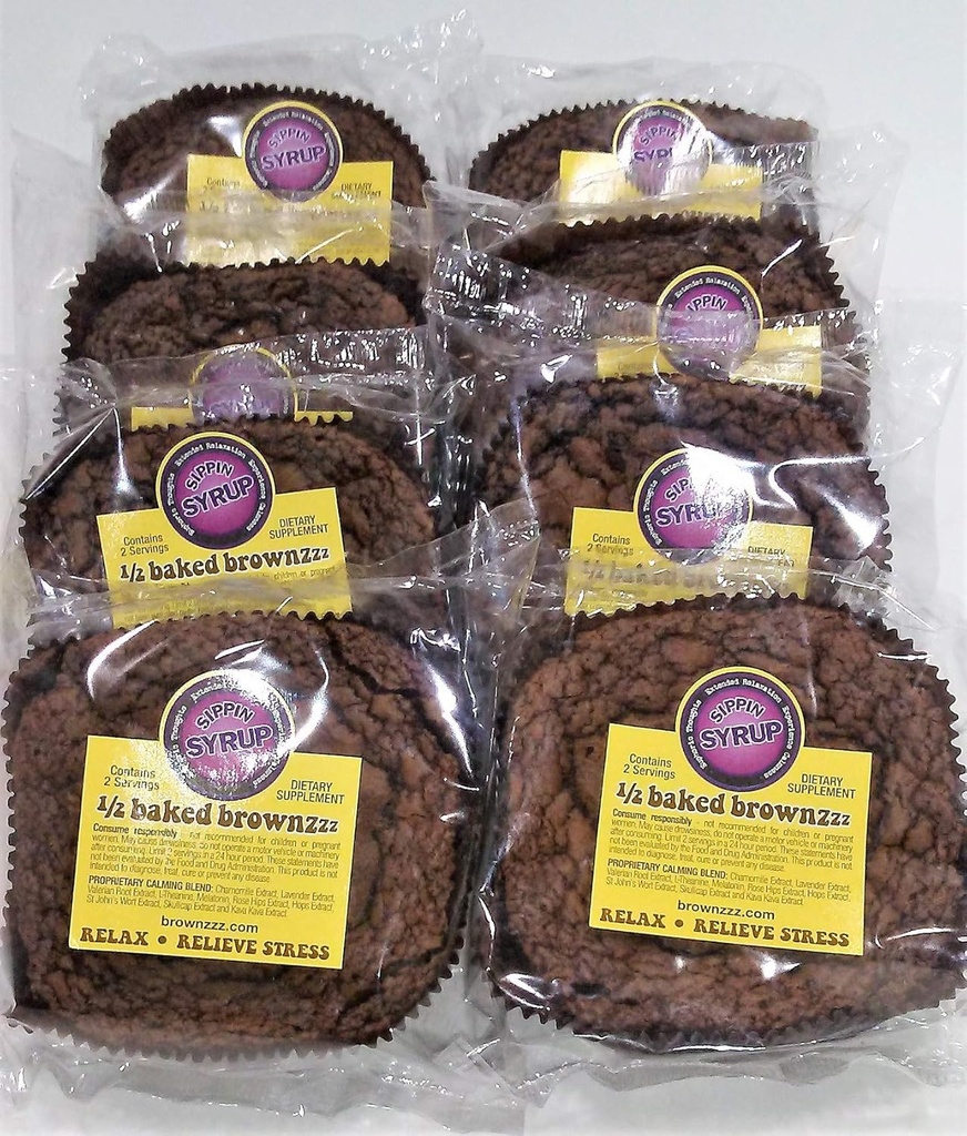 1/2 Baked Brownzzz - Relax and Relieve Stress - Ποσότητα 8 σε κουτί - Συμπλήρωμα διατροφής με χαμομήλι, Λεβάντα, Βαλεριάνα, St. John's Wort και More (8)