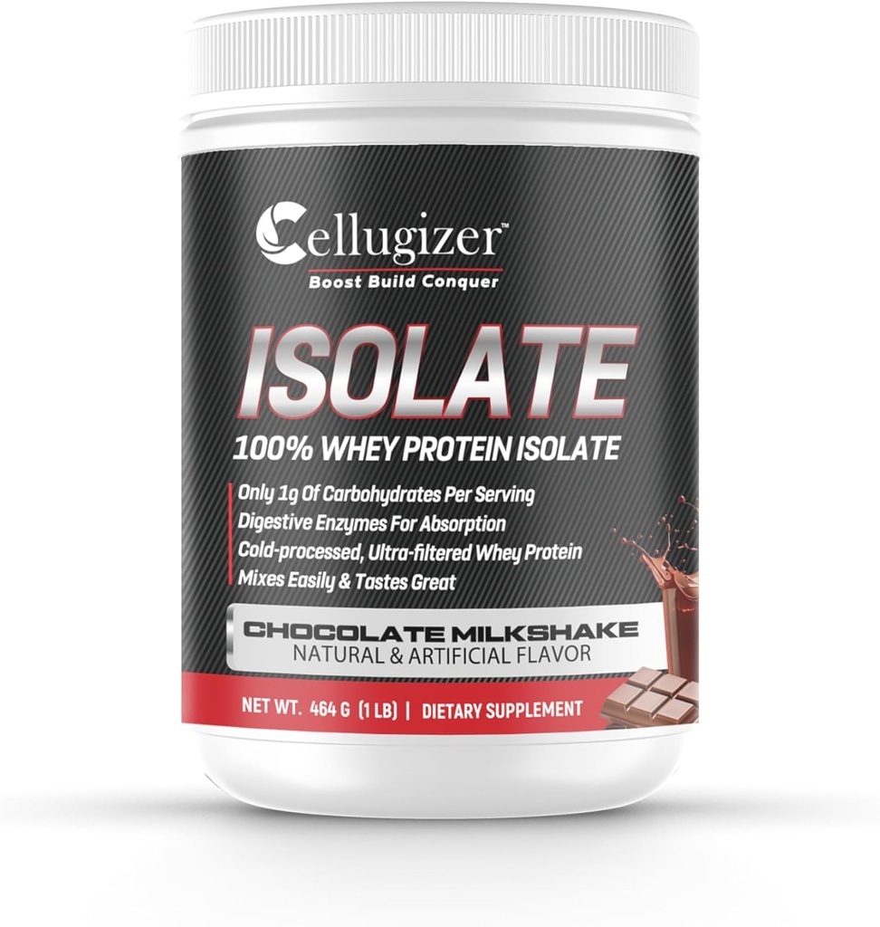 Hücreci% 100 Whey Isolate 1lb, Chocolate I 25g Protein, Fast Digesting I 0g Sugar, Low Carb